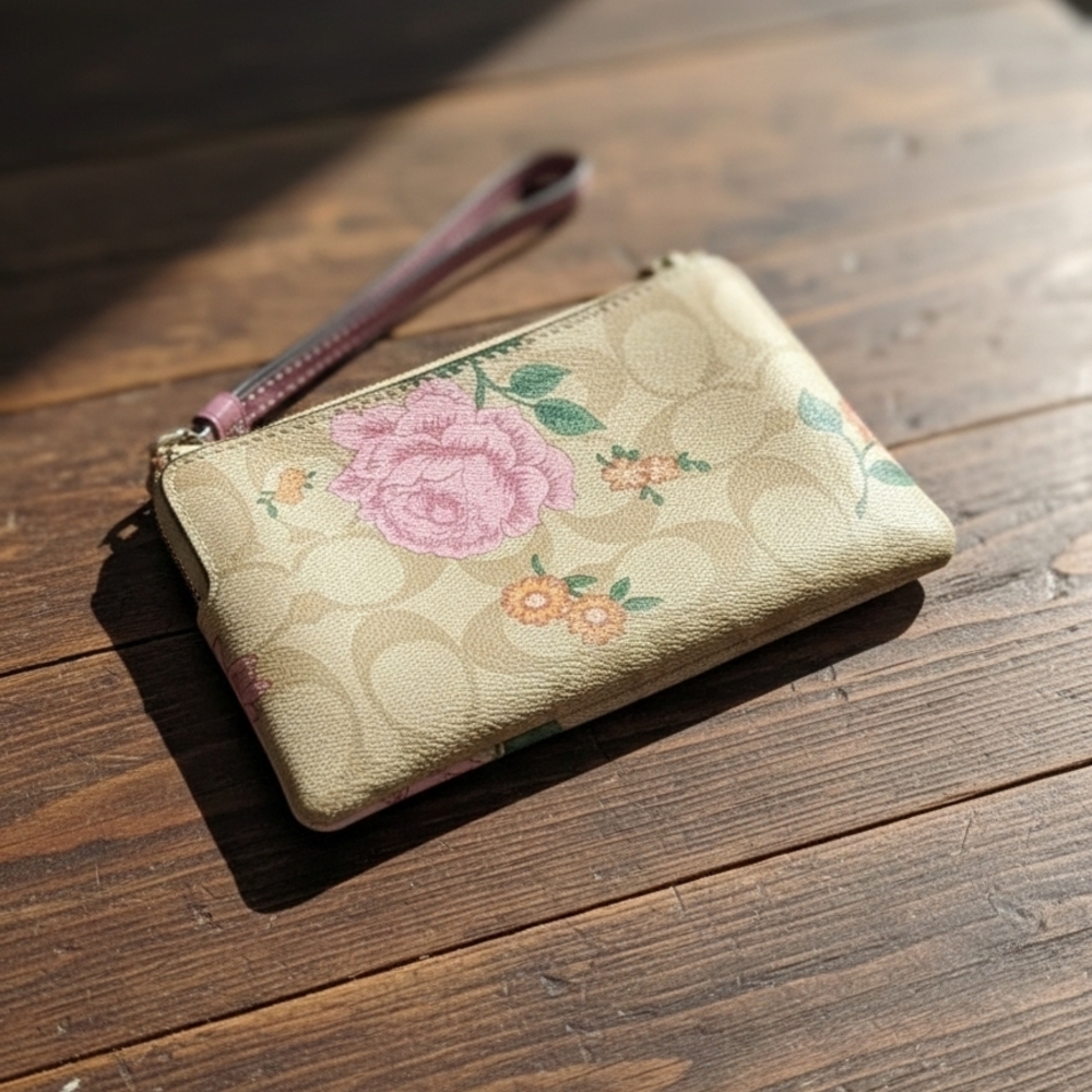 Coach Corner Zip Wristlet Khaki Multi (NWT) - Picture 5 of 10